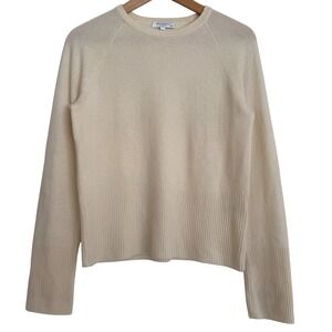 Equipment Femme Sanni Cream 100% Cashmere Crewneck Sweater Ribbed Hem Small